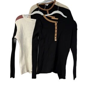 Women’s Ribbed Sweater Budle Black and Cream Tops l/xl